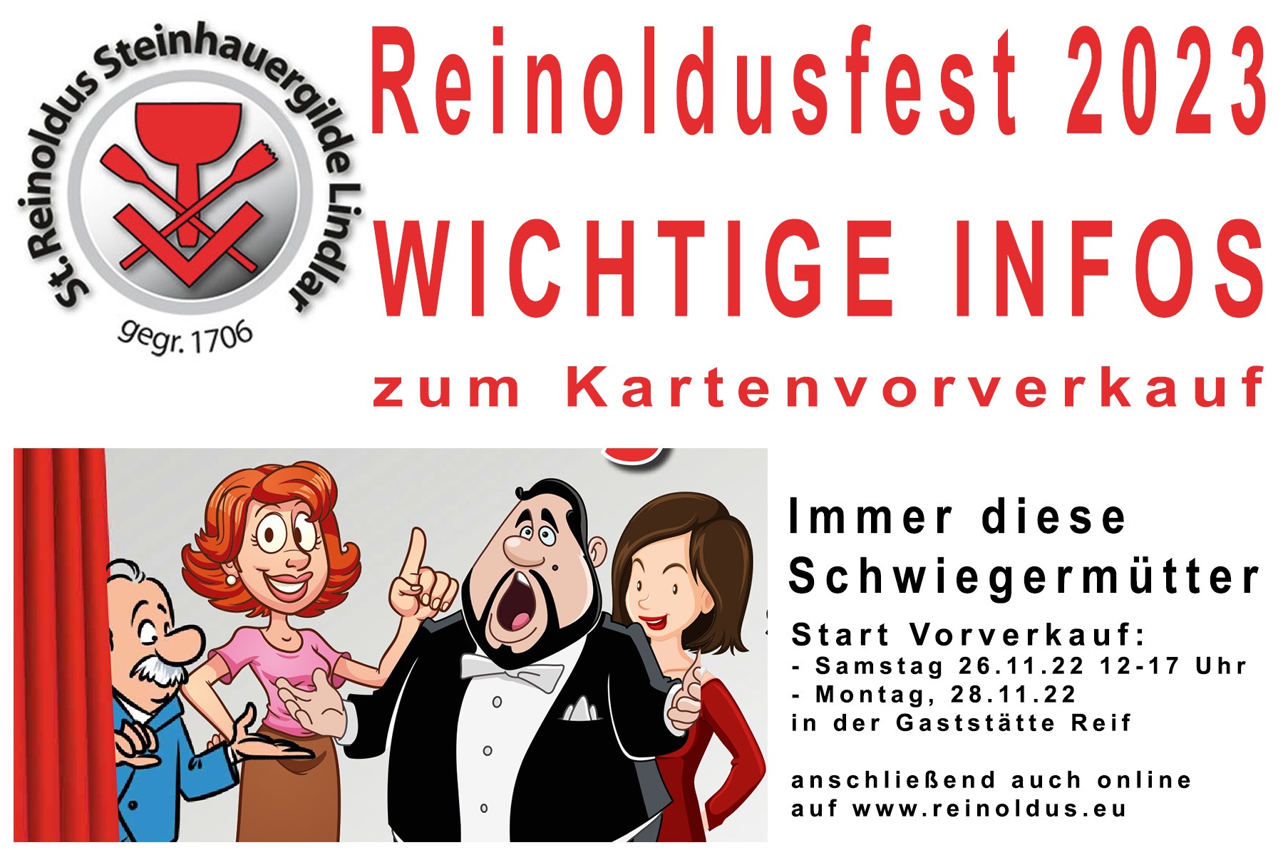 Vorverkauf Reinoldusfest 2023 Hinweis